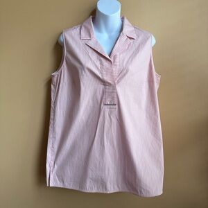 Lafayette 148 New York Blush Stripe Pink Sleeveless Blouse Size Medium